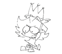 a drawing of a cartoon character with a crown on his head .