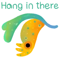 a drawing of a fish with the words hang in there