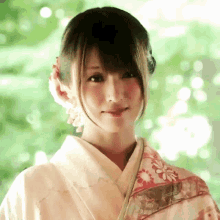 kyoko fukada smiling beautiful kimono japanese
