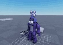 bonnie the bunny from five nights at freddy 's is standing on a checkered floor .