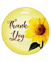 a plate with a sunflower and the words thank you on it
