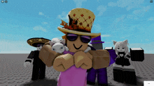 a group of roblox characters are posing for a picture together