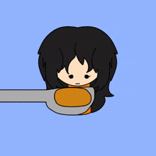 a cartoon drawing of a girl holding a spoon in her hand