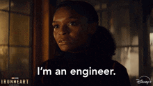 a woman says " i 'm an engineer " in front of a disney logo