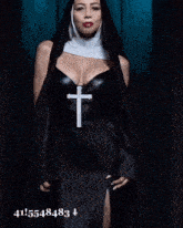 a woman in a nun costume has the number 41 on the bottom