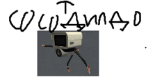 a computer generated image of a camera with the word " t " written in black