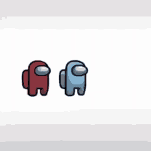 a red among us character is waving at a blue character .