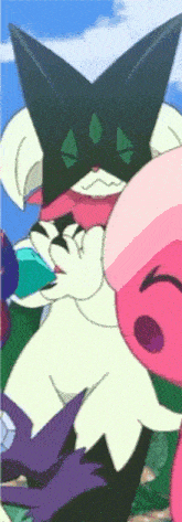 a close up of a cartoon character with a black mask