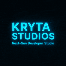 a neon sign that says kryta studios next gen developer studio