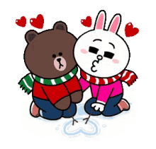 brown bear and cony heart