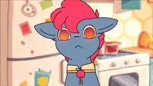 a cartoon of a pony with a bow tie and an apple around its neck