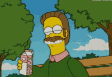 Milktache GIF - The Simpsons Milk Ned Flanders GIFs