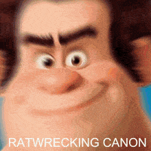 a cartoon character with the words ratwrecking canon on the bottom
