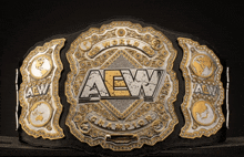 the aew world heavyweight championship belt is shown