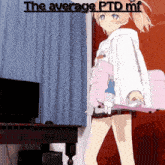 a picture of a girl with a pink bag and the words " the average ptd mf "