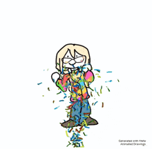 a cartoon drawing of a person with sprinkles coming out of their head