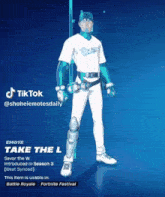 a man in a dodgers jersey is standing in front of a blue background