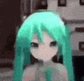 a blurry picture of a anime character with green hair