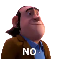 a man in a suit and blue shirt says no