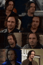 a collage of photos of a man with long hair and a beard