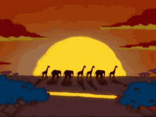 simpsons safari animals walking sunset migration