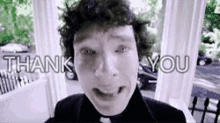 a man in a tuxedo says thank you