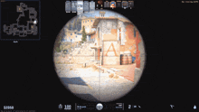 a computer screen shows a sniper scope and says $ 2050 on the bottom