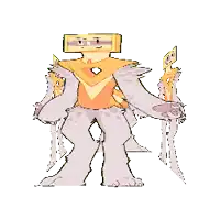 a pixel art drawing of a monster with a heart on its head
