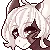 a pixel art drawing of a girl with white hair and a cat .
