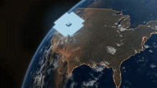 a map of the united states is surrounded by a hexagonal grid