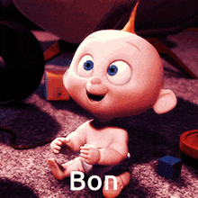 a baby from the movie the incredibles sitting on the floor