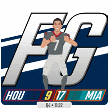 a football player is standing in front of a large letter f