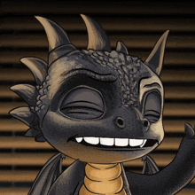 a cartoon drawing of a dragon with its eyes closed and its mouth open