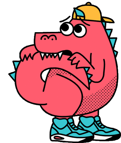 Nervous Dinosaur Biting Tail Sticker - Gerald The Jurassic Giant Afraid Worried Stickers