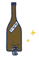 a cartoon drawing of a bottle with a label that says " crafts "