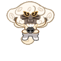 a cartoon drawing of a sheep with a cloud behind it