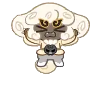 a cartoon drawing of a sheep with a cloud behind it