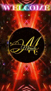 a welcome sign for miracle with a circle in the center