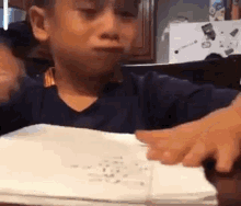 cry little boy homework studying