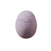 a small purple egg with brown spots on it