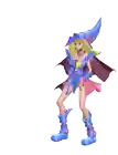 a girl in a blue and pink costume is holding a wand