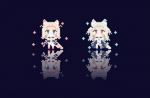 a pixel art drawing of a girl with a cat ears