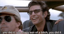 two men in a car with one saying you did it