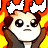 a pixel art drawing of a panda bear with an angry face and a fire background .