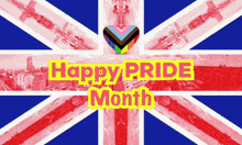 a british flag with a heart and the words happy pride month on it