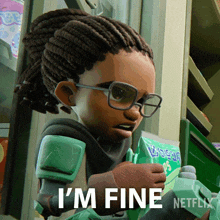 a cartoon character says i 'm fine in a netflix ad