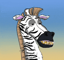 a cartoon of a zebra with a mohawk on its head