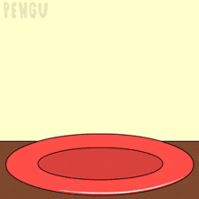 a cartoon drawing of a cake with pink frosting