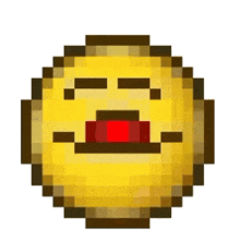a pixel art smiley face with a red tongue sticking out