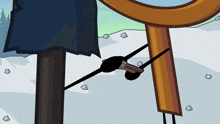 a cartoon drawing of a person standing next to a sign with the letter p on it